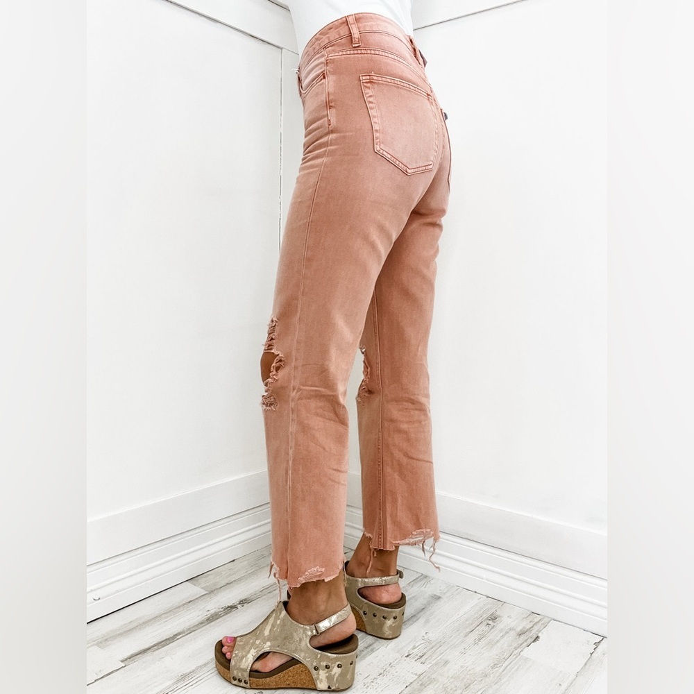 Vervet “Getting Jiggy” Vintage Distressed Cropped Flare Jeans With Destroyed Hem - Picture 3 of 14